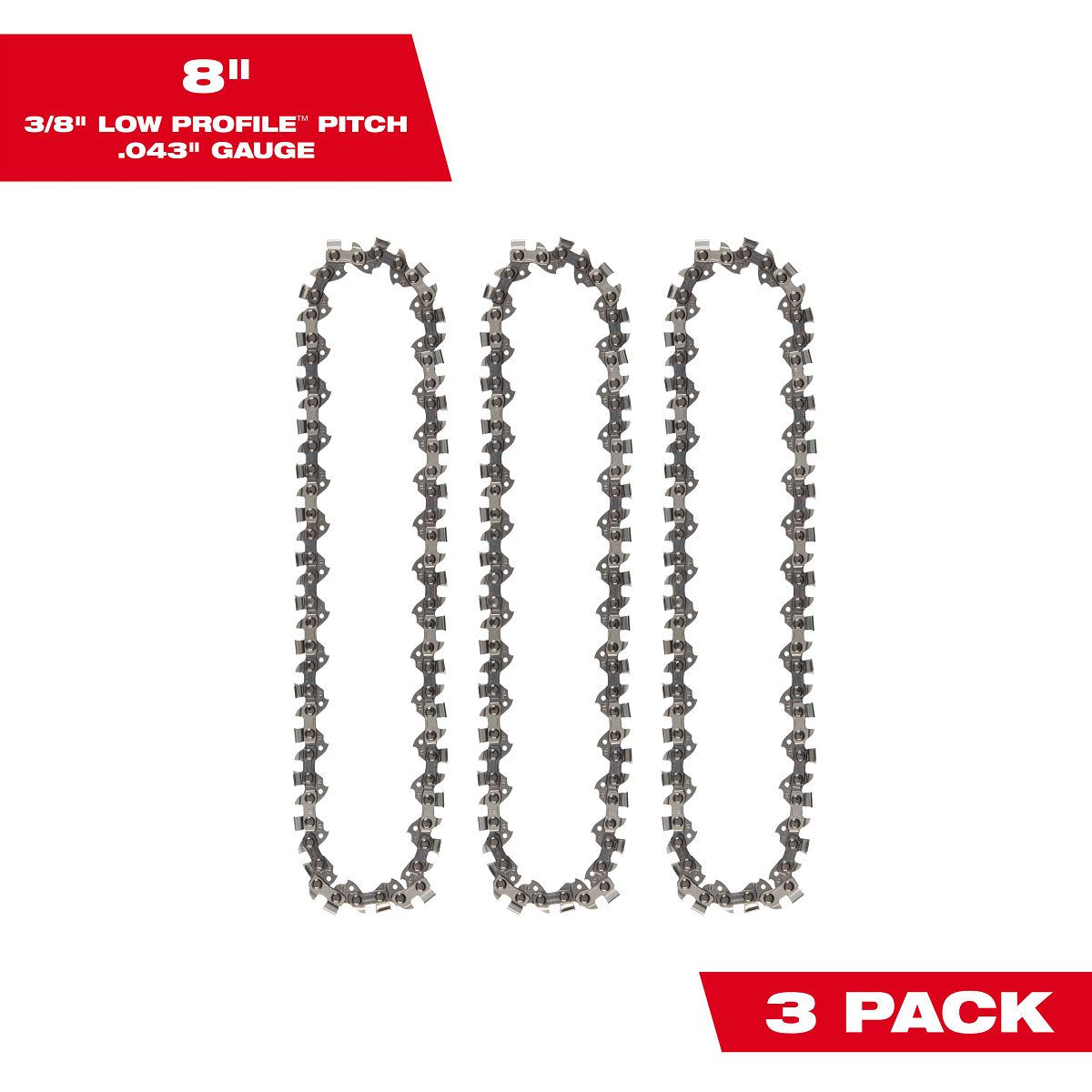 8" 3/8" LOW PROFILE™ Pitch, .043" Gauge Saw Chain (3 PK) - 49-16-2817 - primary image