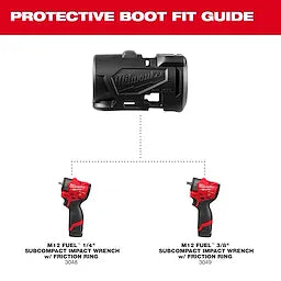 Milwaukee M12 FUEL 1/4" & 3/8" Subcompact Impact Wrench with  Friction Ring Protective Boot | 49-16-3049