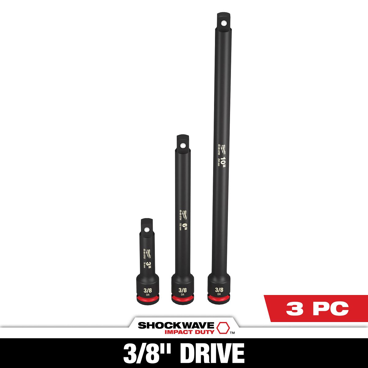 3PC SHOCKWAVE™ Impact Duty 3/8" Drive Extension Set - 49-66-6714 - primary image