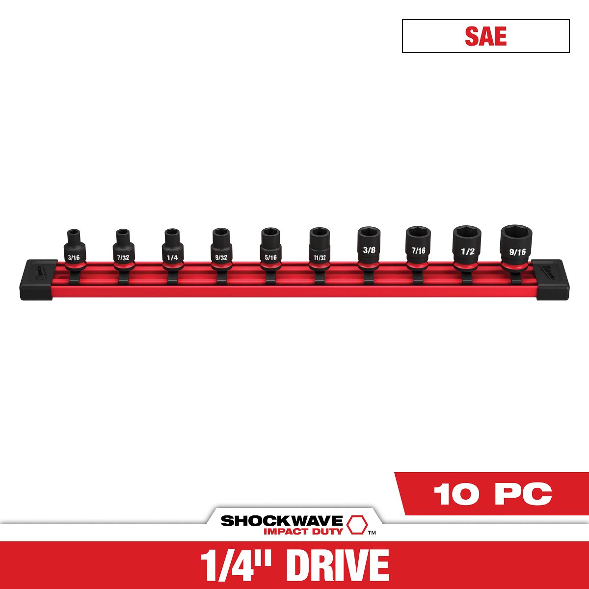 10PC SHOCKWAVE™ Impact Duty SAE Standard 6 Point Socket Set - 49-66-7000 - primary image