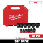 12PC SHOCKWAVE™ Impact Duty 3/8" Drive SAE Standard 6 Point Socket Set - 49-66-7005 - primary image