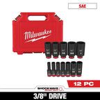 12PC SHOCKWAVE™ Impact Duty 3/8" Drive SAE Deep 6 Point Socket Set - 49-66-7006 - primary image
