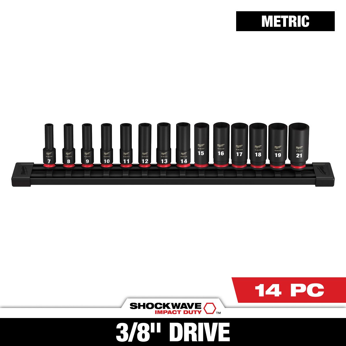 14PC SHOCKWAVE™ Impact Duty 3/8" Drive Metric Deep 6 Point Socket Set - 49-66-7008 - primary image