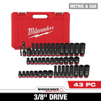 43PC SHOCKWAVE™ Impact Duty 3/8" Drive SAE & Metric Deep 6 Point Socket Set - 49-66-7009 - primary image