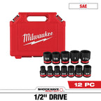 12PC SHOCKWAVE™ Impact Duty 1/2" Drive SAE Standard 6 Point Socket Set - 49-66-7010 - primary image