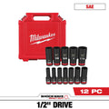 12PC SHOCKWAVE™ Impact Duty 1/2" Drive SAE Deep 6 Point Socket Set - 49-66-7011 - primary image