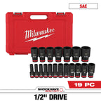 19PC SHOCKWAVE™ Impact Duty 1/2" Drive SAE Deep 6 Point Socket Set - 49-66-7012 - primary image