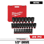 29PC SHOCKWAVE™ Impact Duty 1/2" Drive Metric Deep 6 Point Socket Set - 49-66-7015 - primary image