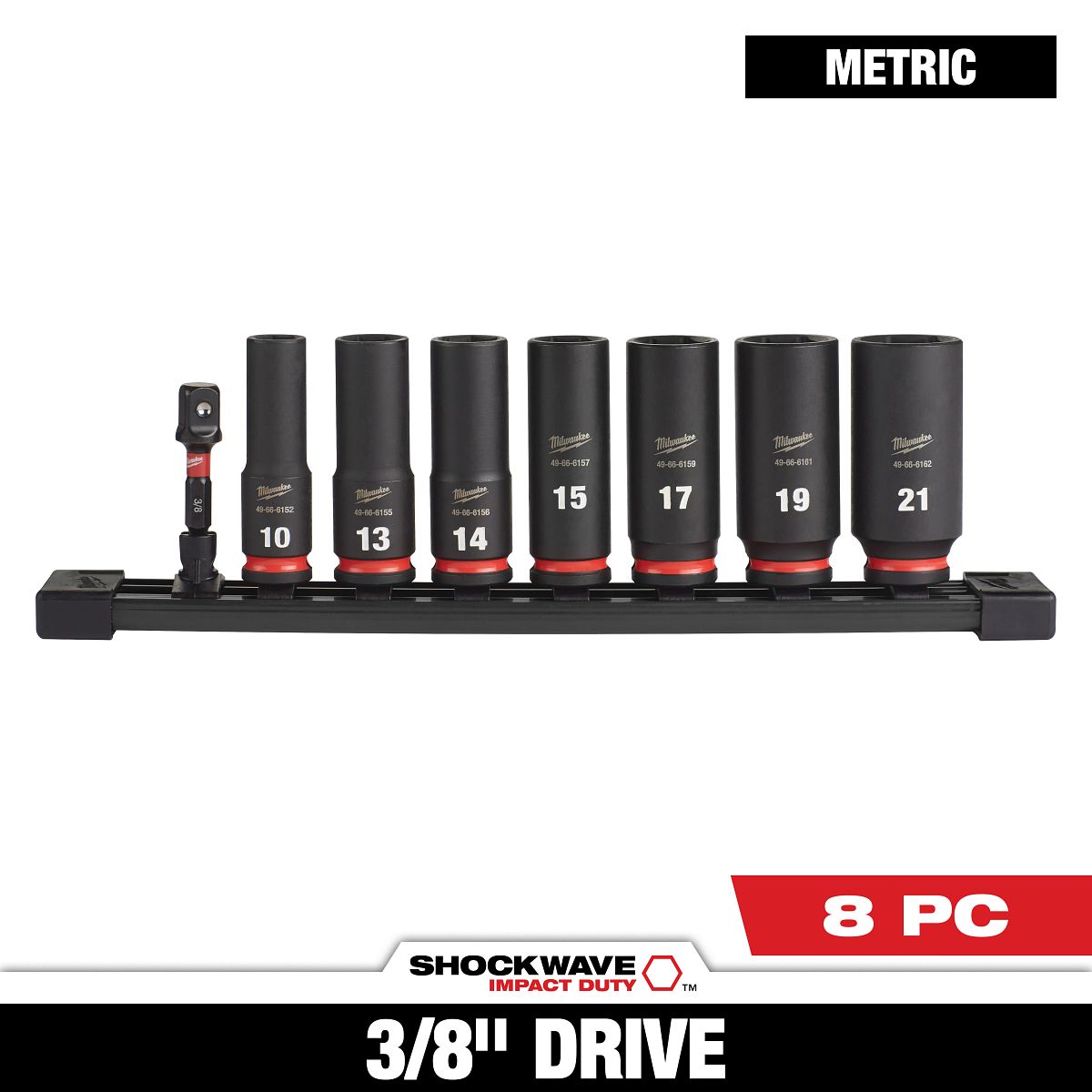 8PC SHOCKWAVE™ Impact Duty 3/8" Drive Metric Deep 6 Point Socket Set - 49-66-7021 - primary image