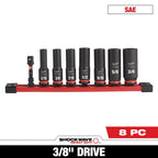 8PC SHOCKWAVE™ Impact Duty 3/8" Drive SAE Deep 6 Point Socket Set - 49-66-7024 - primary image