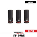 3PC SHOCKWAVE™ Impact Duty 1/2" Drive Metric Deep 6 Point Socket Set - 49-66-7025 - primary image