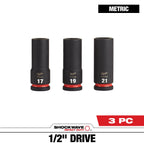 3PC SHOCKWAVE™ Impact Duty 1/2" Drive Metric Deep 6 Point Socket Set - 49-66-7025 - primary image