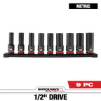 9PC SHOCKWAVE™ Impact Duty 1/2" Drive Metric Deep 6 Point Socket Set - 49-66-7032 - primary image