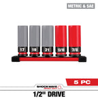 SHOCKWAVE™ Impact Duty 1/2 Drive SAE & Metric 5PC Lug Nut Wheel Socket Set - 49-66-7831 - primary image