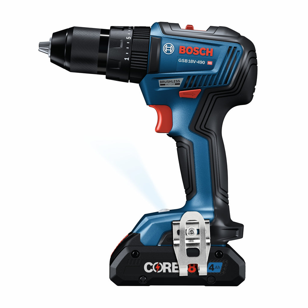 Bosch GXL18V-233B25 18V 2-Tool Combo Kit with 1/2 In. Hammer Drill/Driver, Two-In-One 1/4 In. and 1/2 In. Bit/Socket Impact Driver/Wrench and (2) CORE18V 4 Ah Advanced Power Batteries