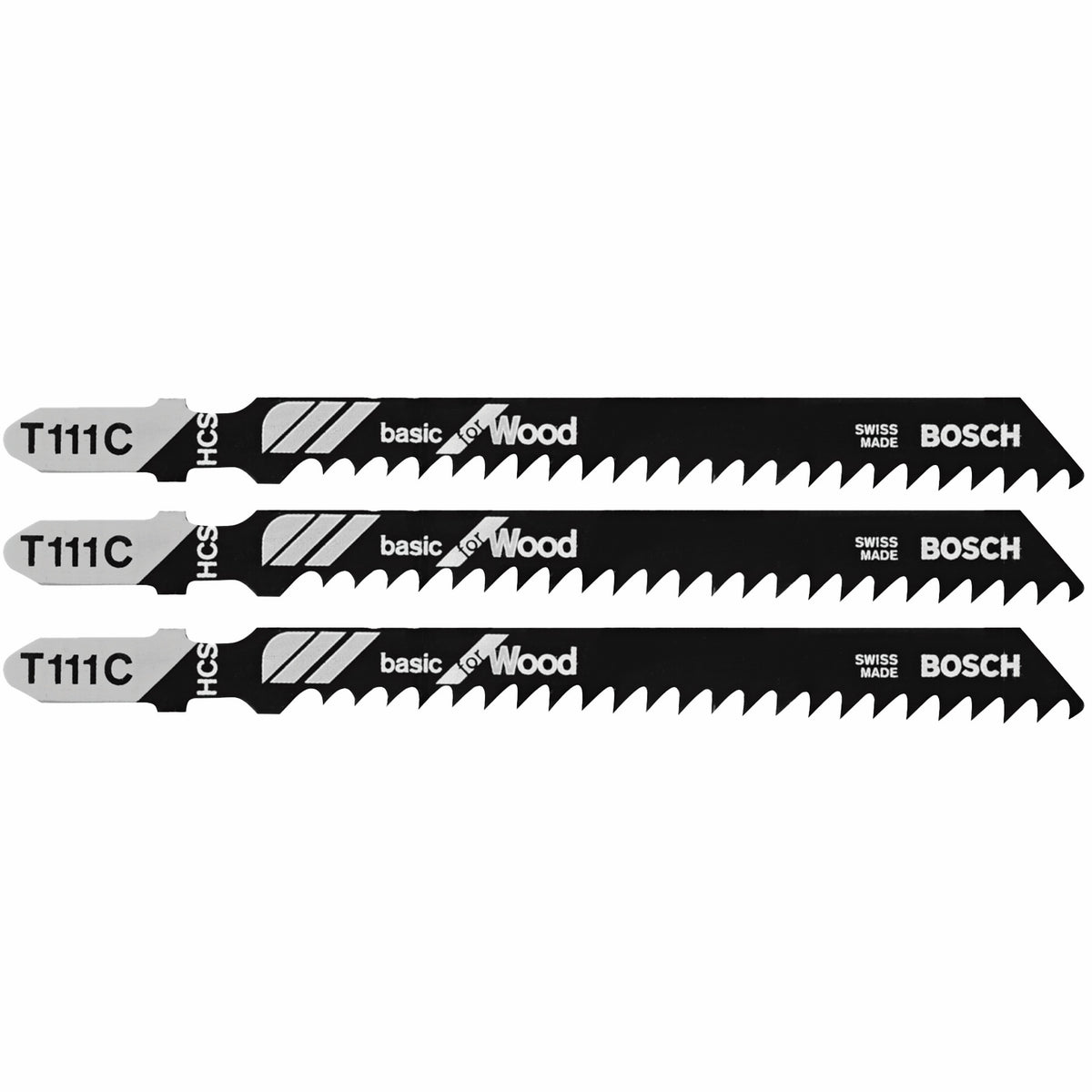Bosch T111C3 3 pc. 4 In. 8 TPI Basic for Wood T-Shank Jig Saw Blades
