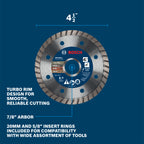 Bosch DBT04501 4-1/2 In. Premium Turbo Rim Diamond Blade for Smooth Cuts