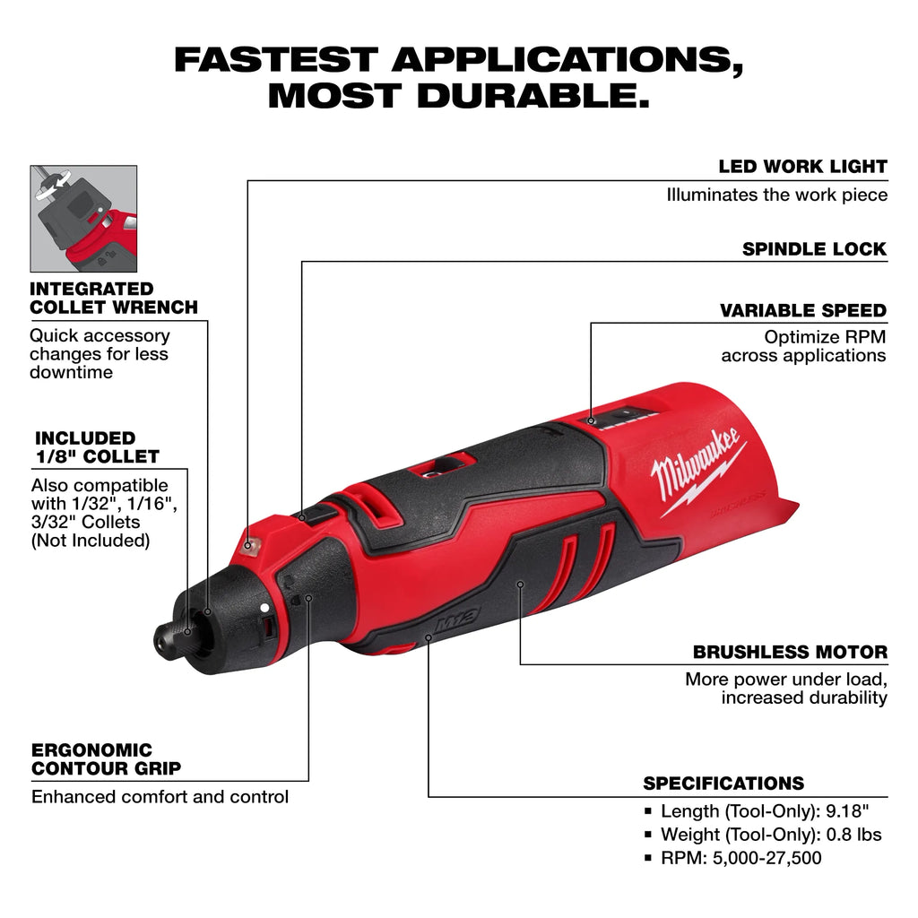 Milwaukee M12 Brushless Rotary Tool | 2525-20