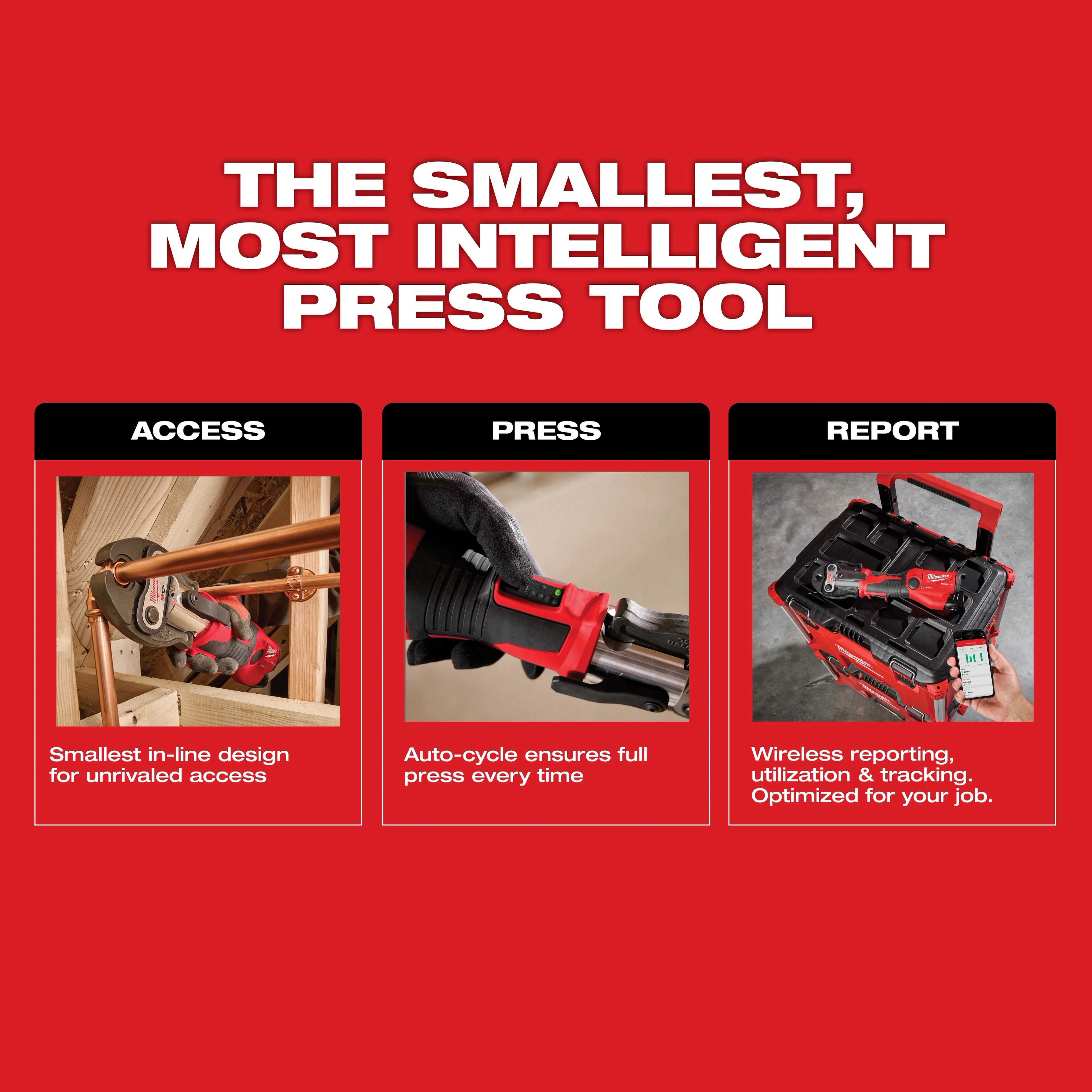 M12™ FORCE LOGIC™ Press Tool Kit w/ ONE‑KEY™ with 1/2" – 1" CTS‑V Jaws