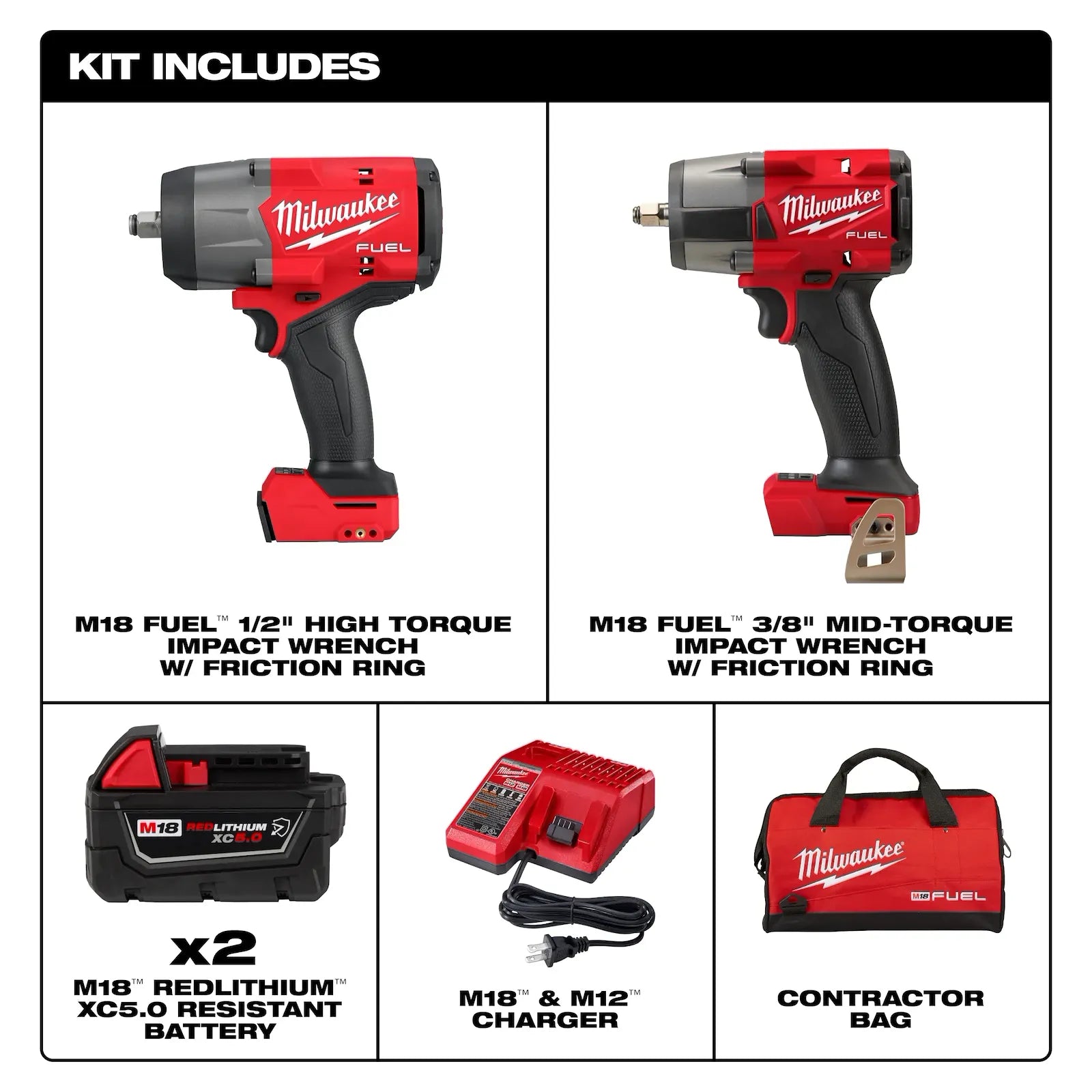 M18 FUEL™ 1/2" HTIW & 3/8" MTIW Automotive Combo Kit