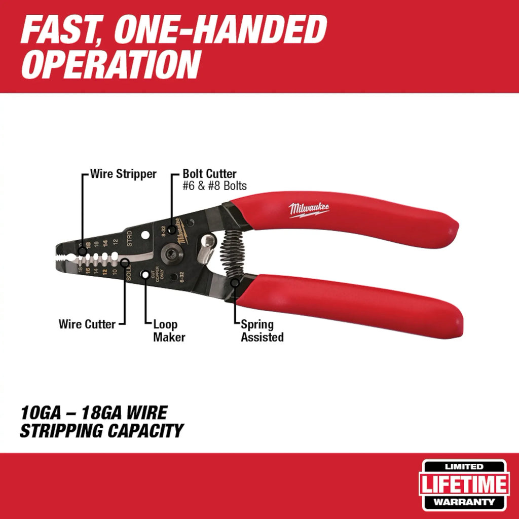 Milwaukee Wire Stripper/Cutter for Solid & Stranded Wire | 48-22-6109