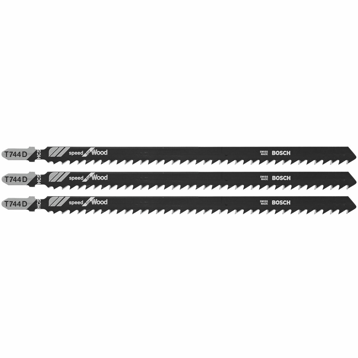 Bosch T744D3 3 pc. 7 In. 7 TPI Speed for Wood T-Shank Jig Saw Blades