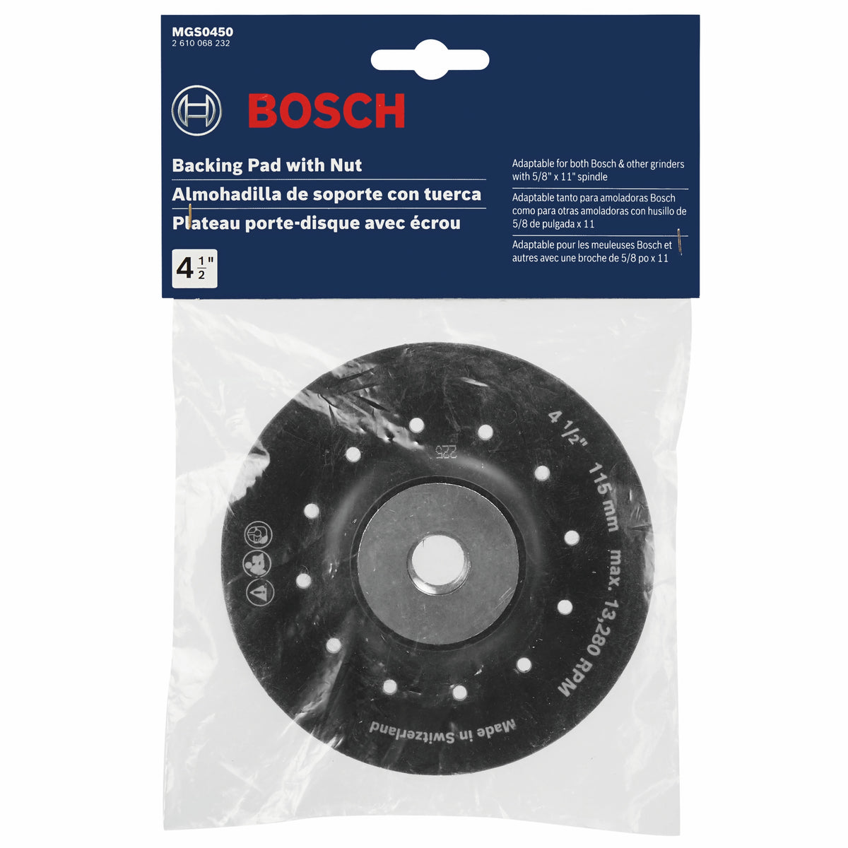 Bosch MGS0450 4-1/2 In. Backing Pad with Lock Nut