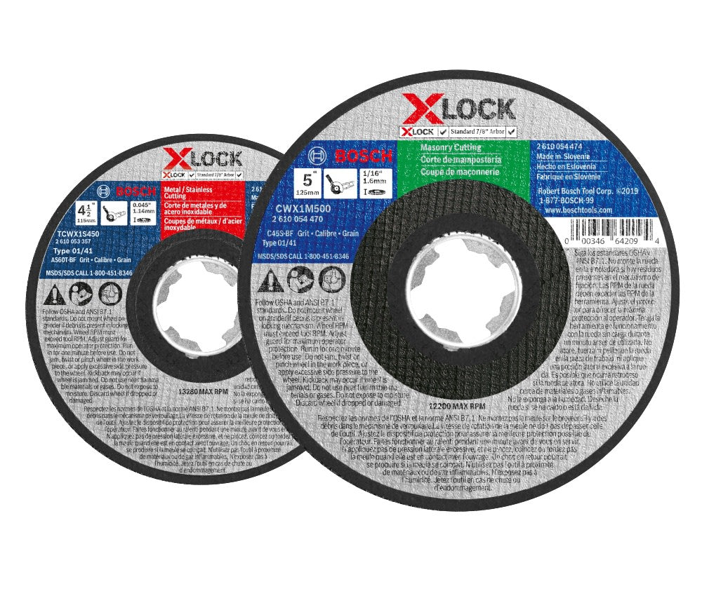 Bosch TCWX27S500 5 In. x .045 In. X-LOCK Arbor Type 27A (ISO 42) 60 Grit Fast Metal/Stainless Cutting Abrasive Wheel