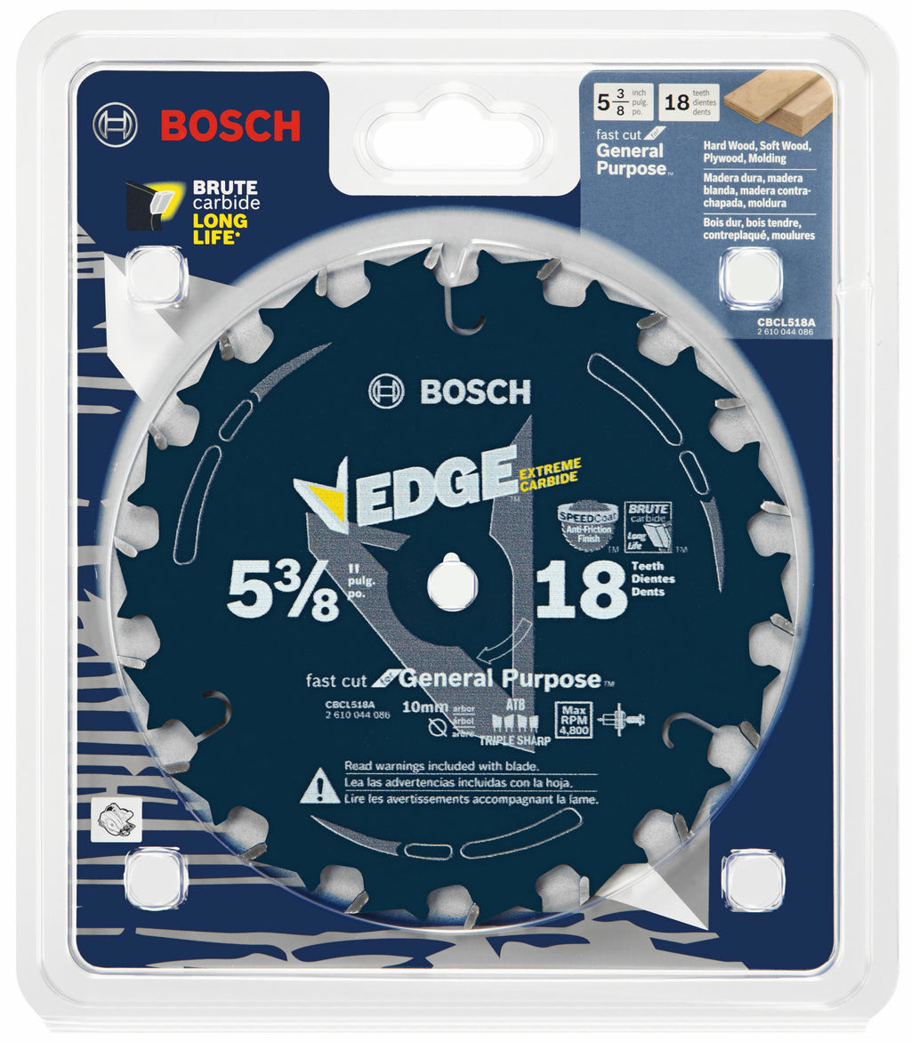 Bosch CBCL518A 5-3/8 In. 18 Tooth Edge Circular Saw Blade for Fast Cuts
