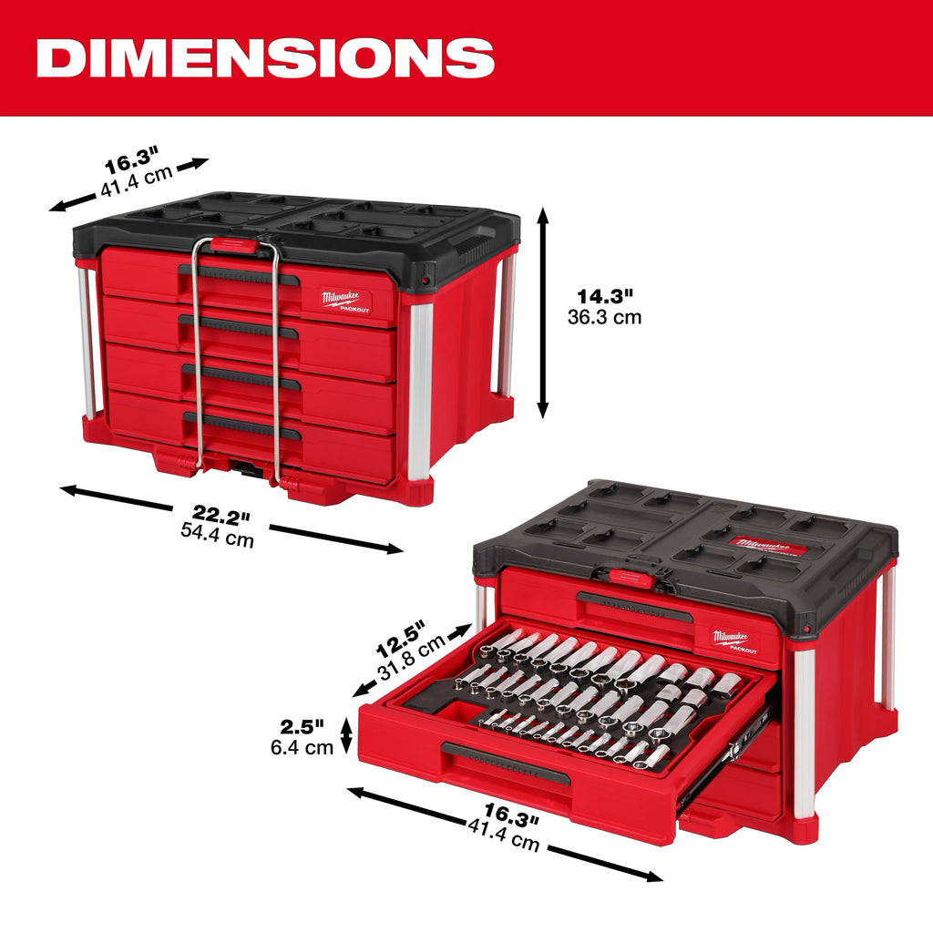 64pc. Hand Tool Set with PACKOUT™ 4 Drawer Tool Box