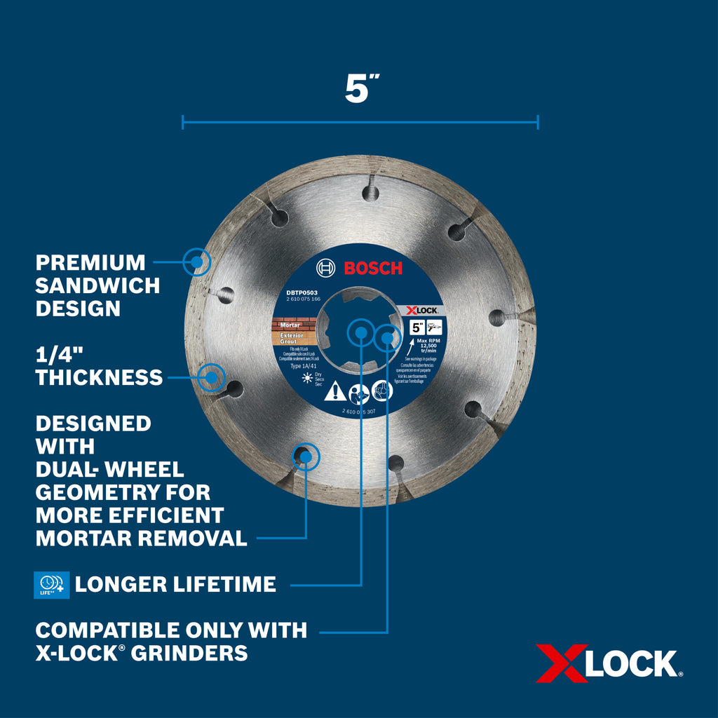 Bosch DBTP0503 5 In. X-LOCK Premium Sandwich Tuckpointing Blade