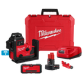 Milwaukee M12 Green 360° 3-Plane Laser with Automatic Alignment & Receiver | 3642-21