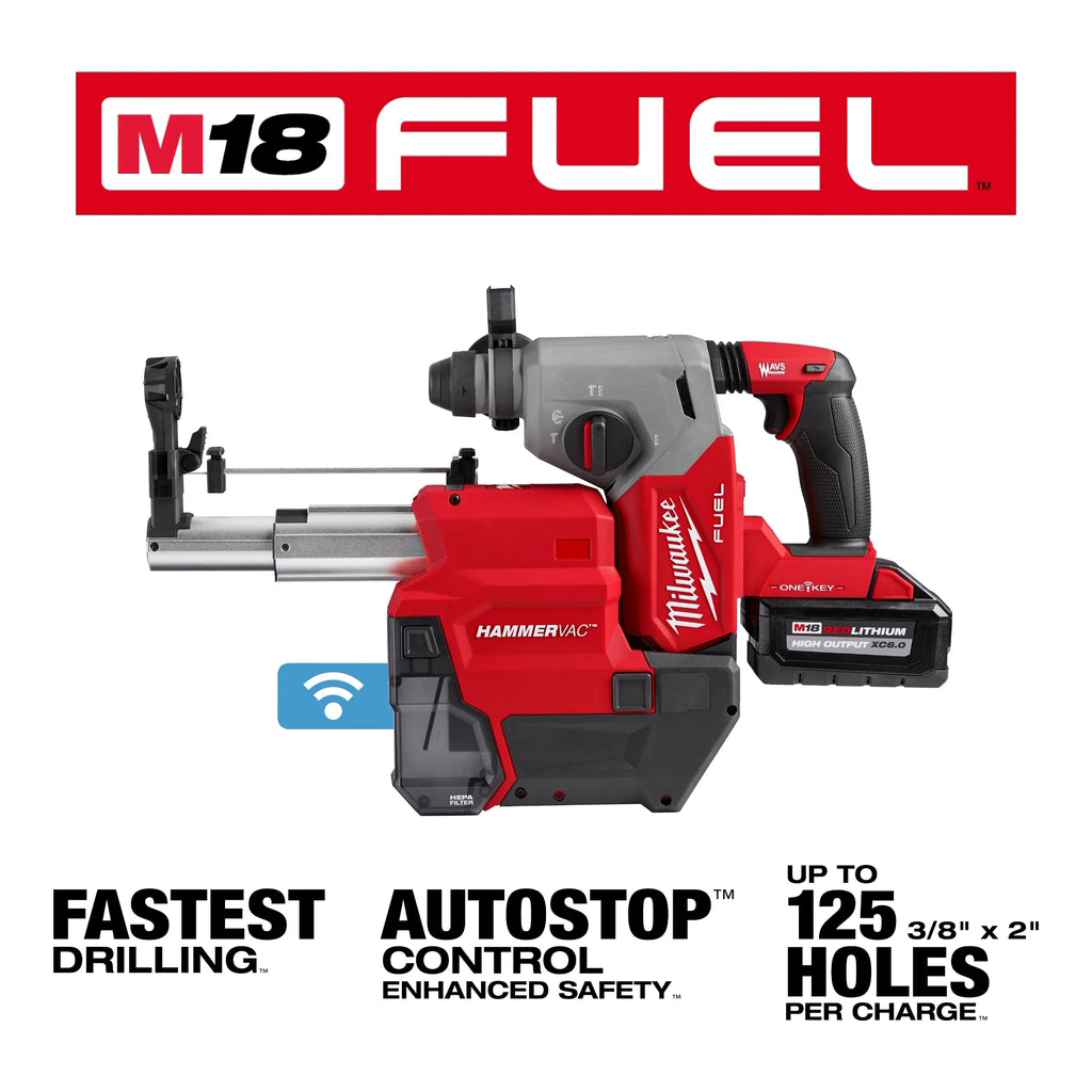 Milwaukee M18 FUEL 1" SDS Plus Rotary Hammer with  ONE-KEY Dust Extractor Kit | 2914-22DE