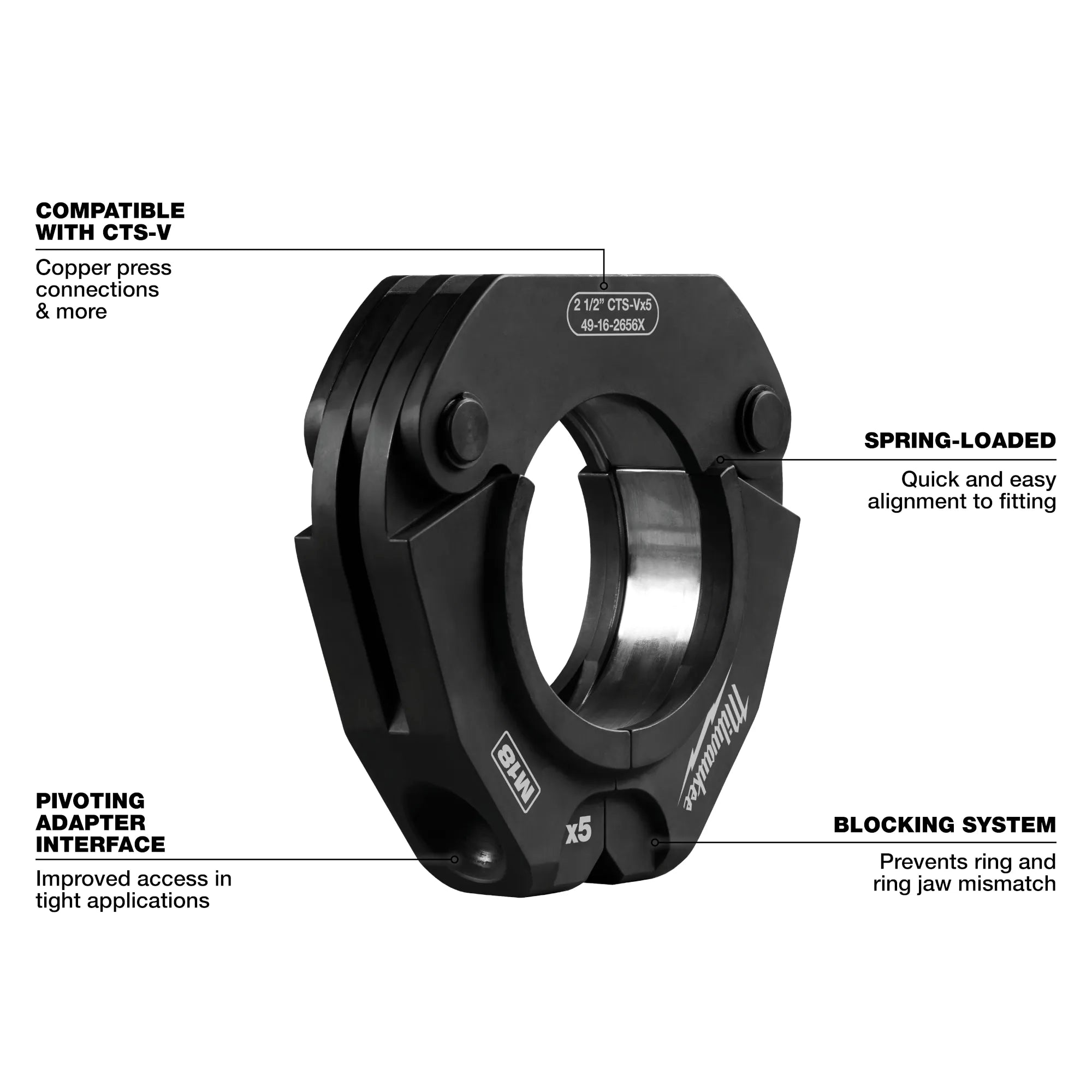 2-1/2" - 4" CTS-V Pivoting Press Ring Kit for M18™ FORCE LOGIC™ Press Tools