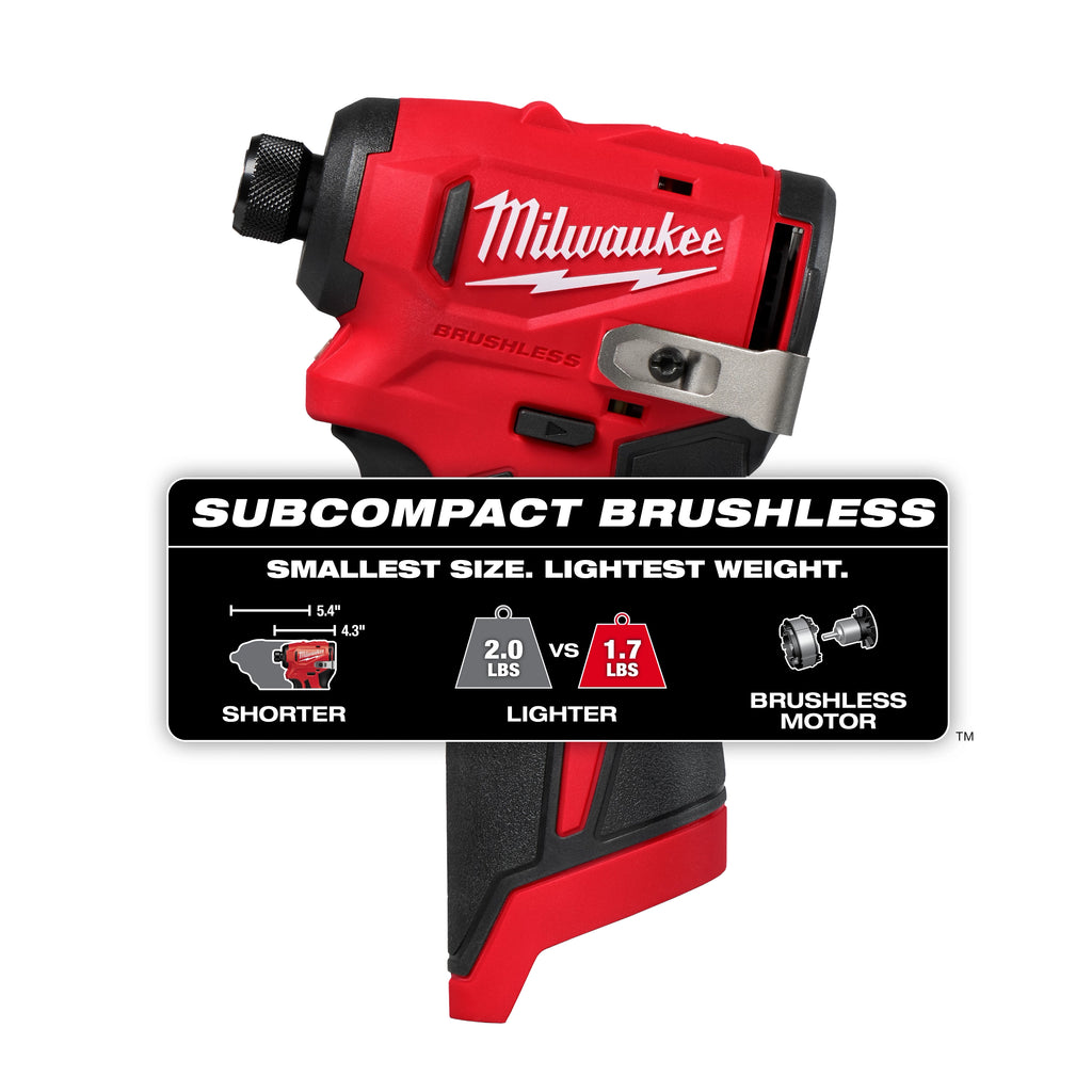 Milwaukee M12 Subcompact Brushless 1/4" Hex Impact Driver – Configuration Options