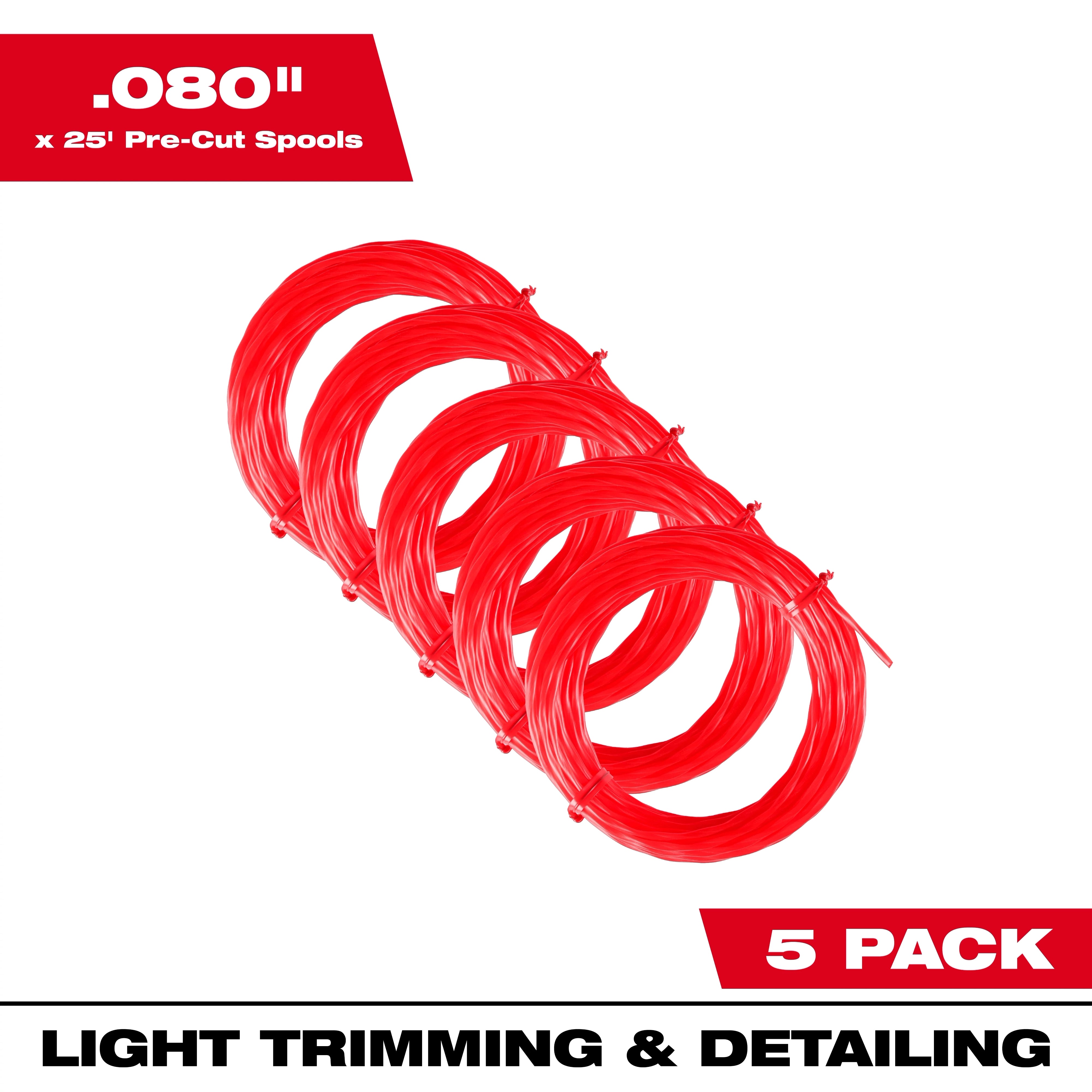 .080" x 25’ (5 PK) Pre-Cut Twisted Trimmer Line