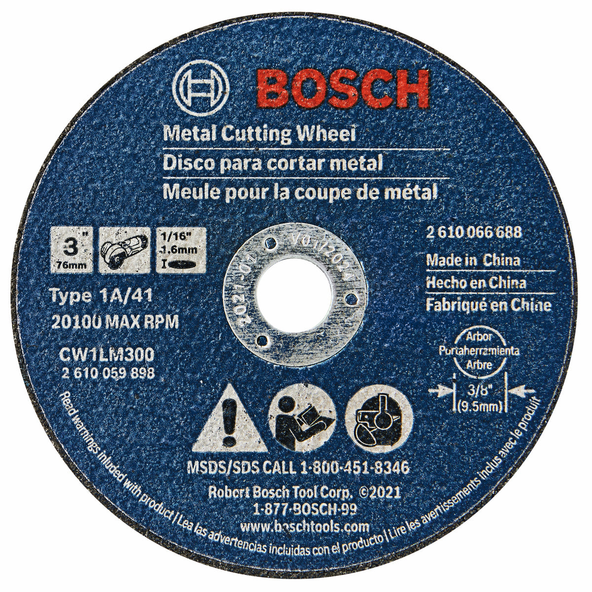 Bosch CW1LM300 3 In. x .1/16 In. 3/8 In. Arbor Type 1 Metal Cutting Wheel