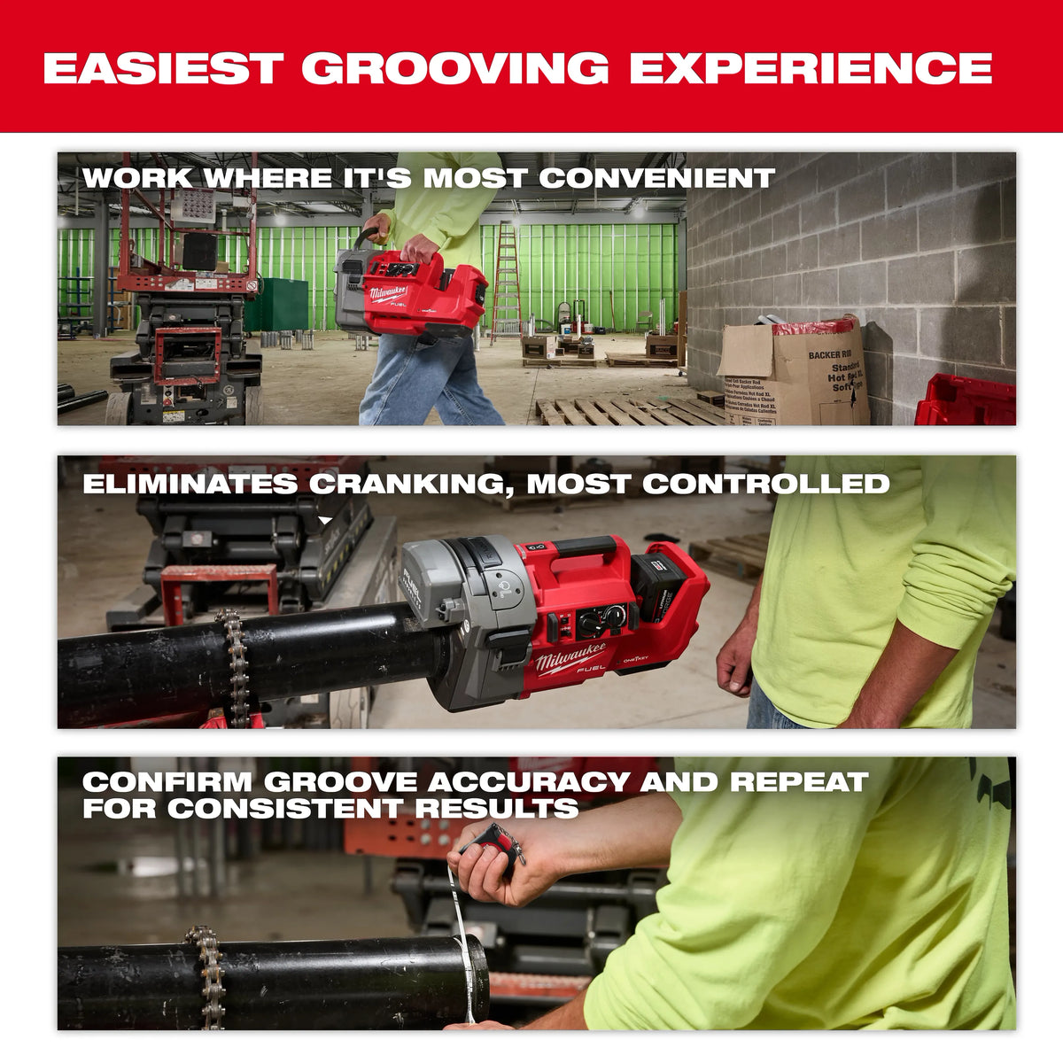 Milwaukee M18 FUEL RINGER Roll Groover for 2” – 6” Sch 10/40 | 2928-22