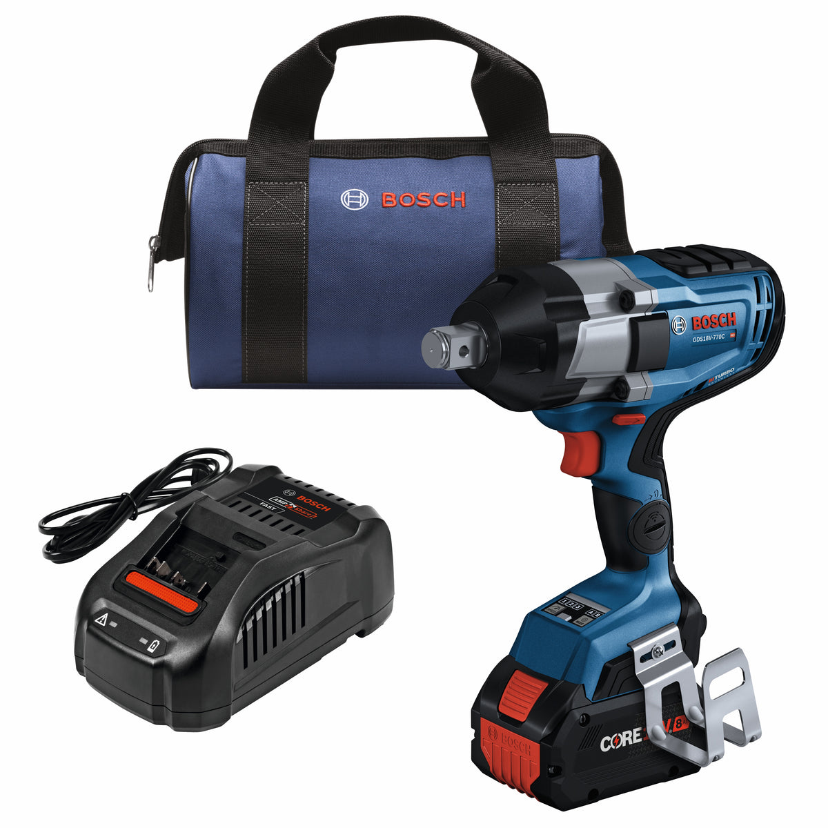 Bosch GDS18V-770CB14 PROFACTOR 18V Connected 3/4 In. Impact Wrench Kit with Friction Ring and Thru-Hole and (1) CORE18V 8 Ah High Power Battery