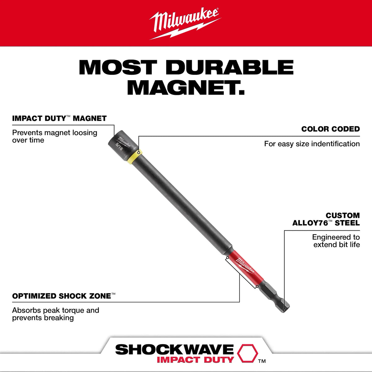 Milwaukee SHOCKWAVE Impact Duty 6" Magnetic Nut Driver Set 6-Piece | 49-66-4567