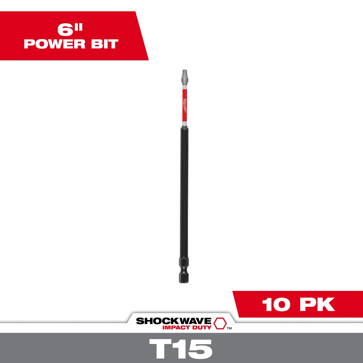Milwaukee SHOCKWAVE Impact Duty 6" TORX T15 Power Bits (10-Pack) | 48-32-4844