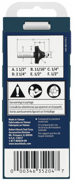 Bosch 85297MC 1/2 In. x 11/16 In. Carbide-Tipped Roundover Router Bit