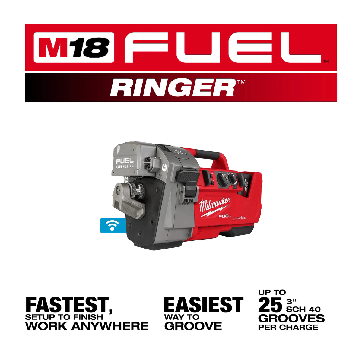 Milwaukee M18 FUEL RINGER Roll Groover for 2” – 6” Sch 10/40 | 2928-22