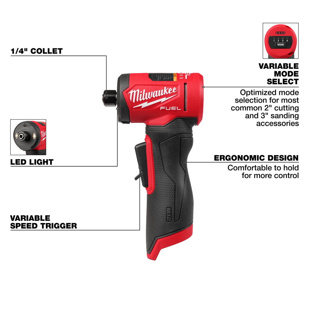 Milwaukee M12 FUEL 1/4" Right Angle Die Grinder – Configuration Options