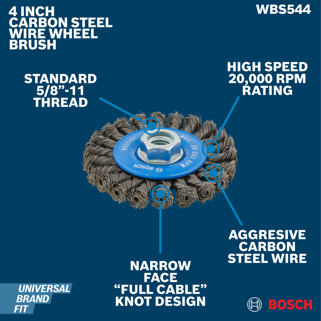 Bosch WBS544 4" Full Cable Knotted Wire Wheel