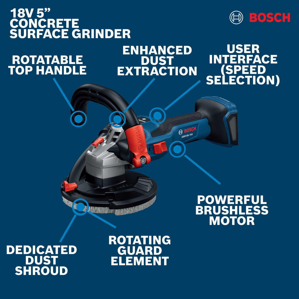 Bosch GBR18V-15SN18X 5 In. 18V Concrete Surface Grinder