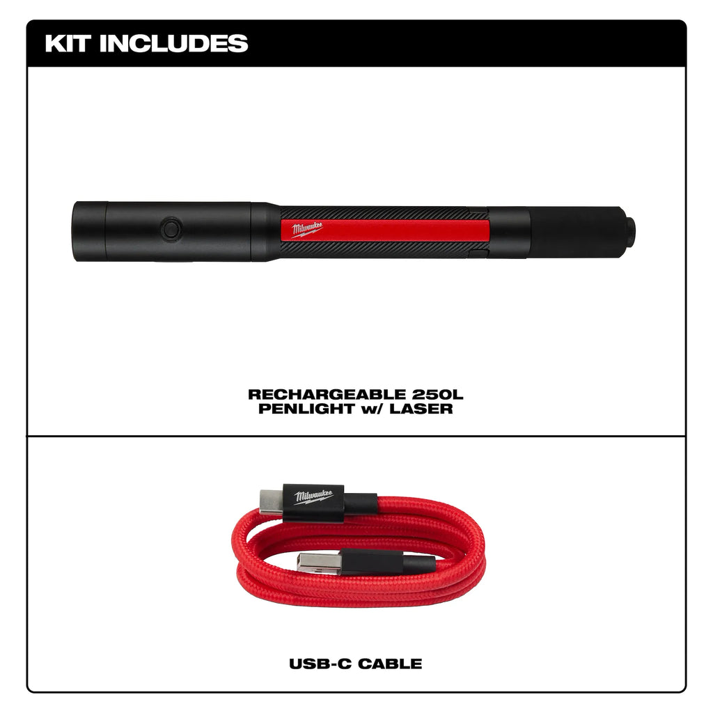 Milwaukee Rechargeable 250L Penlight with  Laser | 2010R
