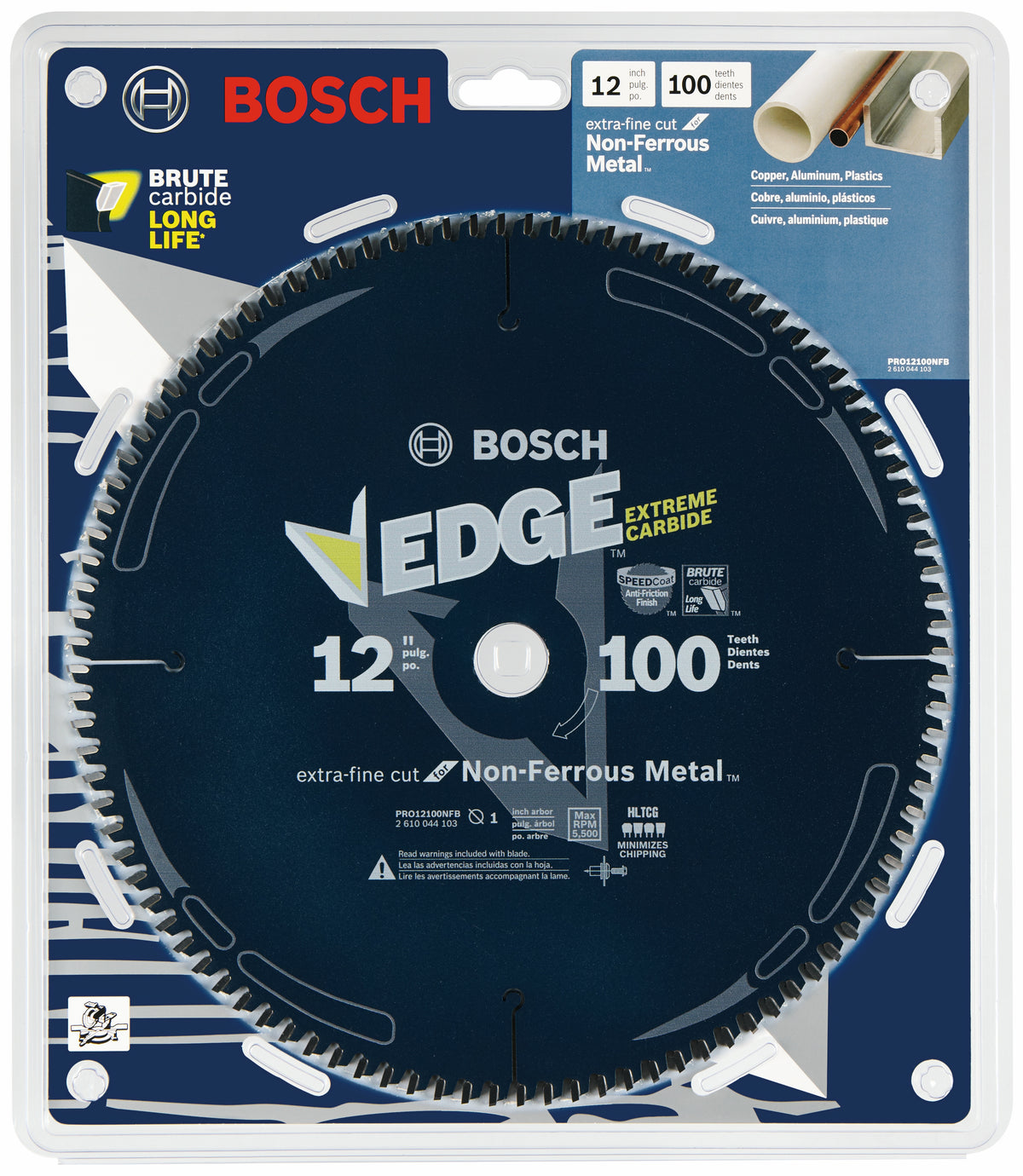 Bosch PRO12100NFB 12 In. 100 Tooth Edge Non-Ferrous Metal-Cutting Circular Saw Blade