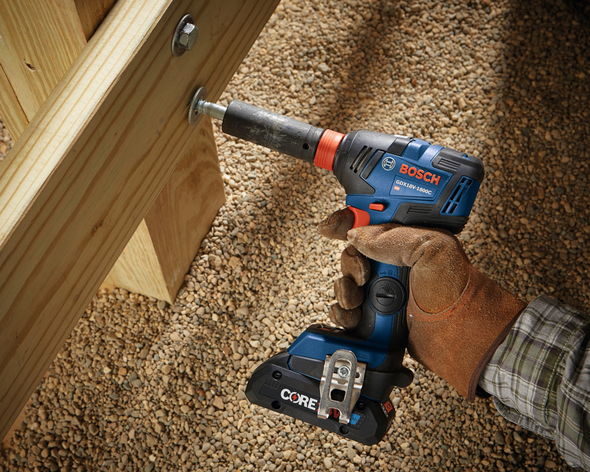 Bosch GXL18V-233B25 18V 2-Tool Combo Kit with 1/2 In. Hammer Drill/Driver, Two-In-One 1/4 In. and 1/2 In. Bit/Socket Impact Driver/Wrench and (2) CORE18V 4 Ah Advanced Power Batteries