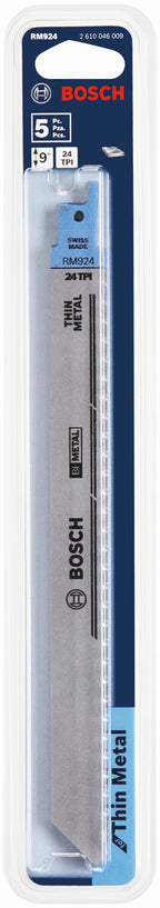 Bosch RM924 5 pc. 9 In. 24 TPI Metal Reciprocating Saw Blade